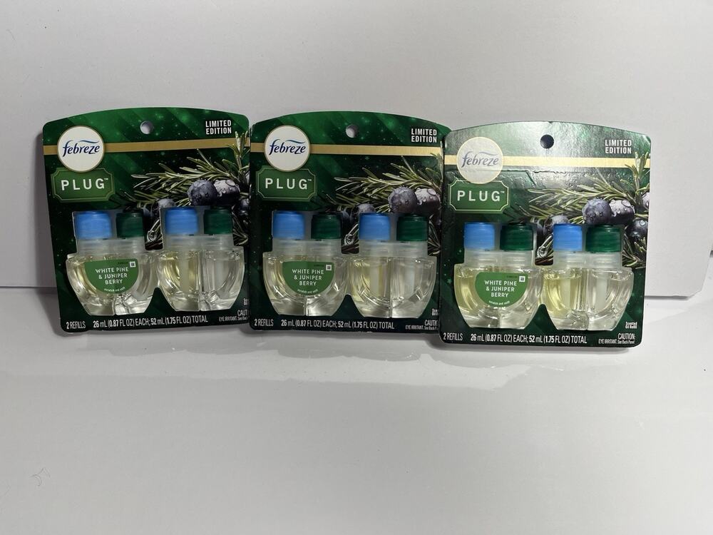 6 Febreze Plug In Air Refill WHITE PINE & JUNIPER BERRY Limited Edition X6